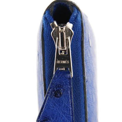 Hermes Ostrich Azap Wallet Bleu Iris 10 of 12