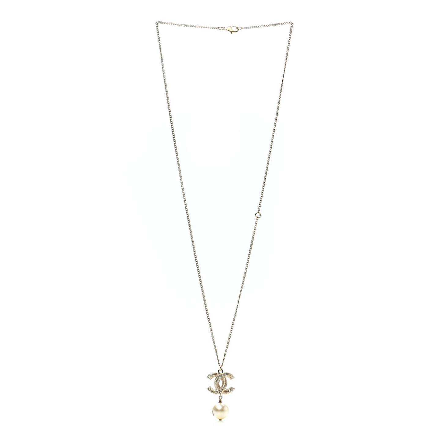 Pearl CC Pendant Necklace Gold