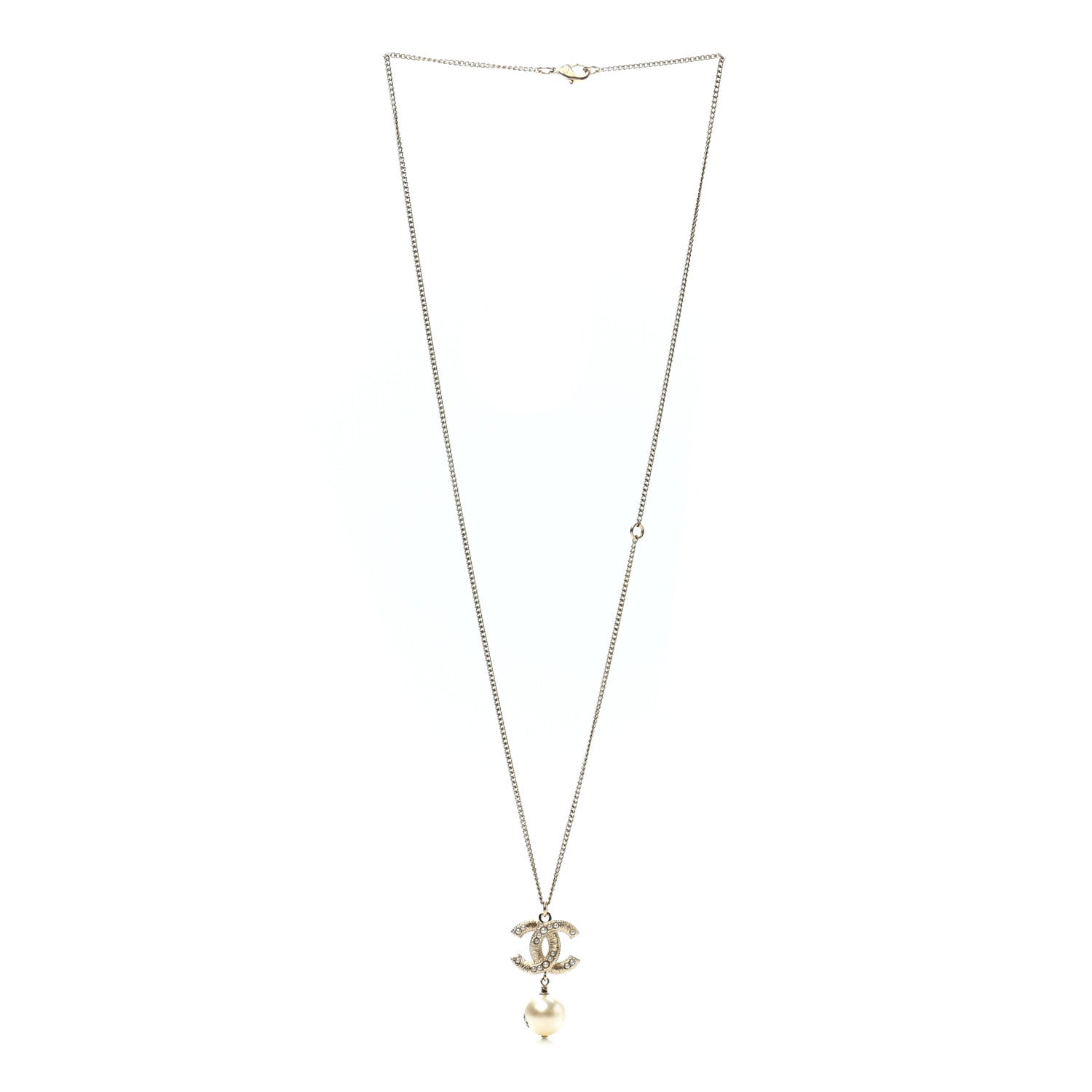Chanel Pearl CC Pendant Necklace Gold 3 of 9