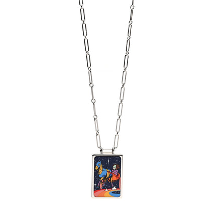 Hermes Palladium Enamel Space Derby Dream Box Necklace 1 of 7