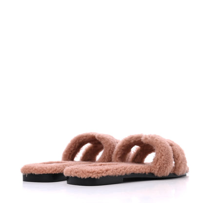 Hermes Woolskin Oran Sandals 36.5 Rose Aube 4 of 8