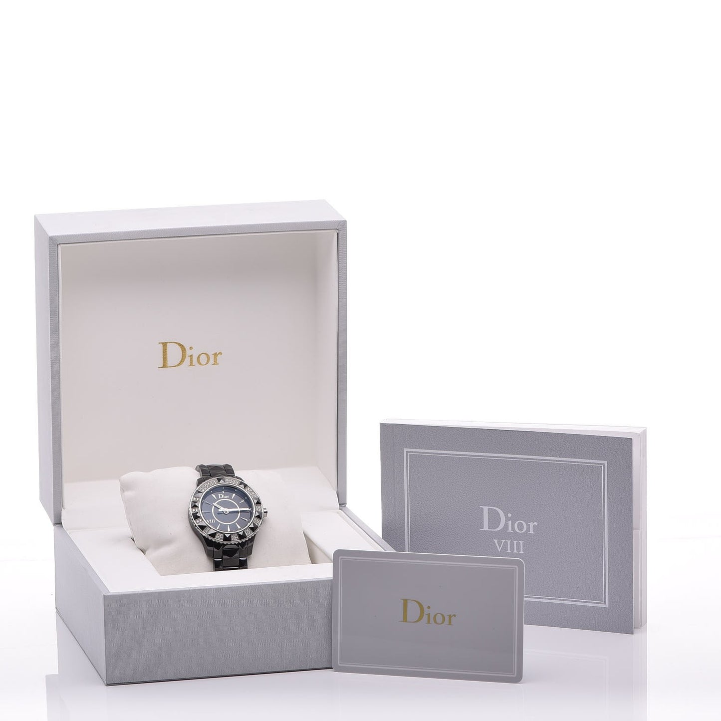 Stainless Steel Ceramic Diamond 38mm Dior VIII Quartz Watch Black