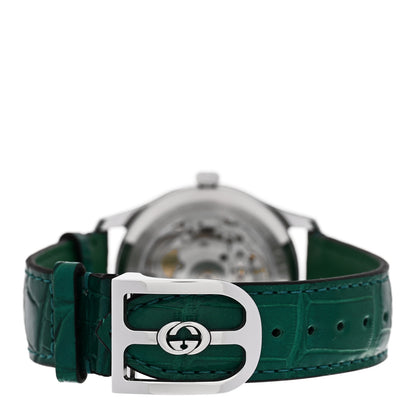 Gucci Stainless Steel Alligator Malachite 38mm G-Timeless Bee Automatic Watch 3 of 5