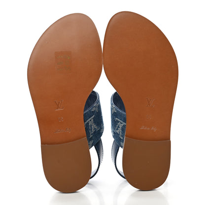 Louis Vuitton Monogram Denim Starboard Flat Thong Sandal 35 Blue 5 of 9