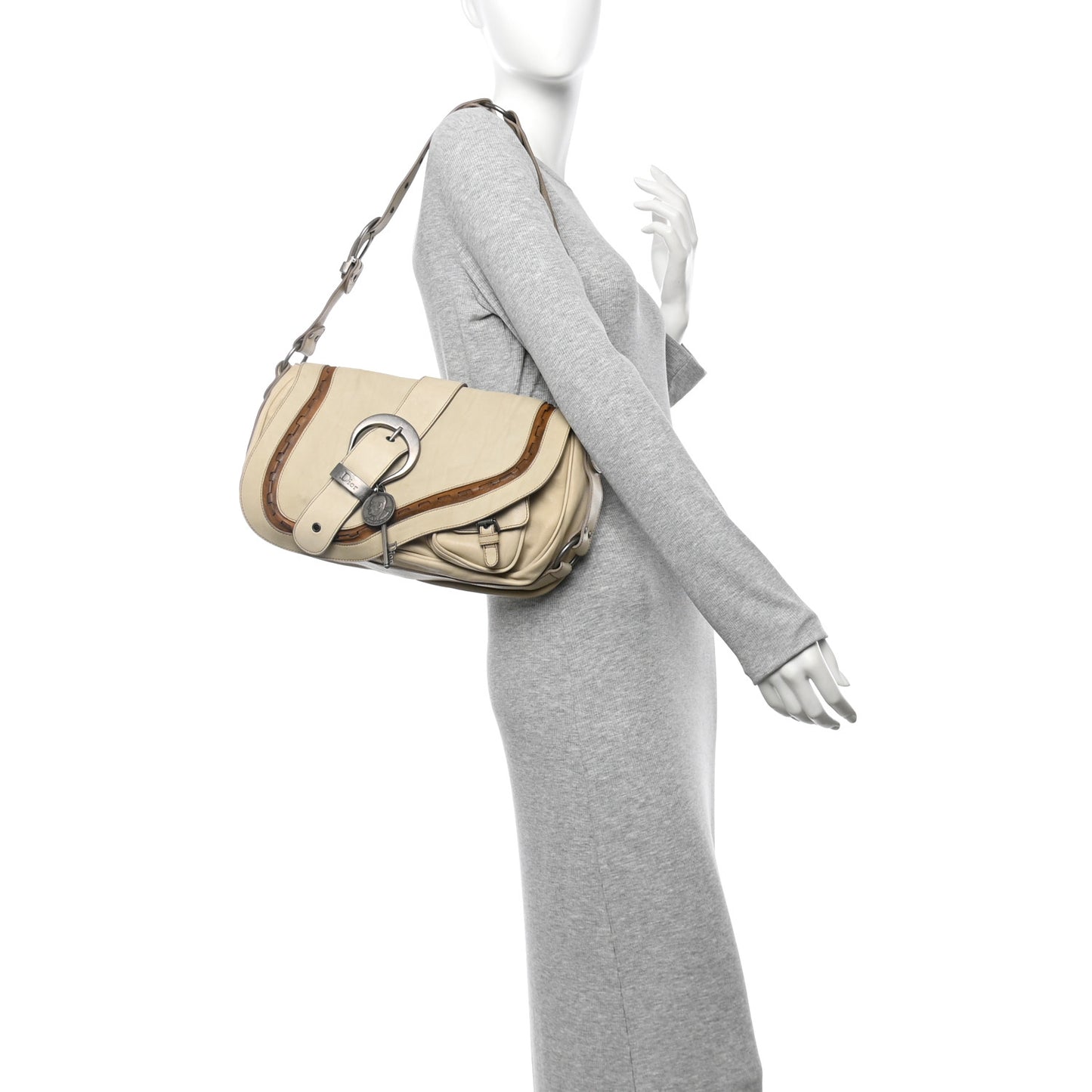 Calfskin Medium Gaucho Double Saddle Bag Ivory