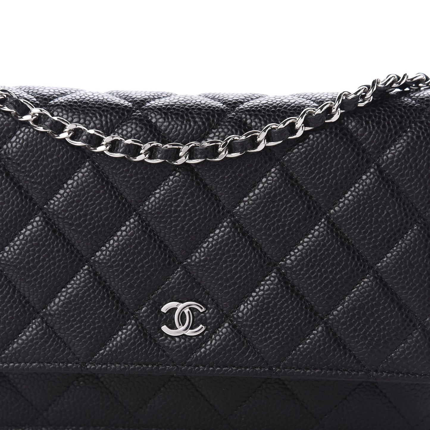 Caviar Quilted Wallet On Chain WOC Black