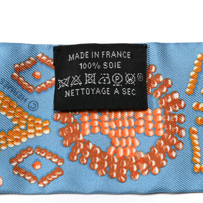 Hermes Silk Kelly En Perles Twilly Bleu Azur Orange 3 of 5