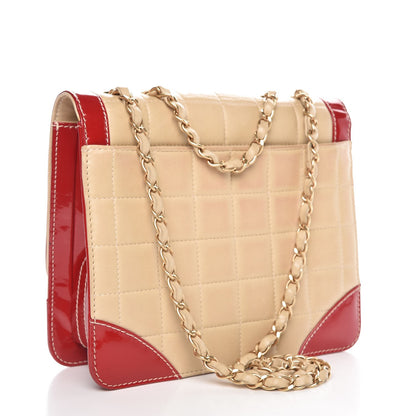 Chanel Lambskin Patent Chocolate Bar Flap Beige Red 4 of 18