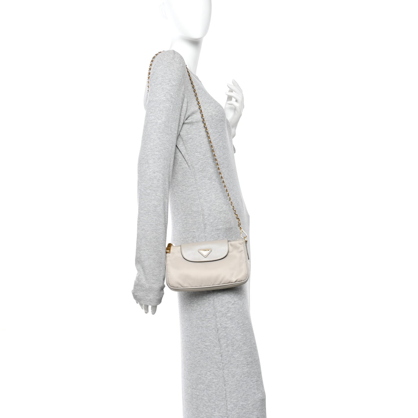 Tessuto Nylon Saffiano Crossbody Bag Pomice