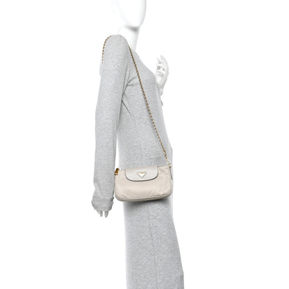 Prada Tessuto Nylon Saffiano Crossbody Bag Pomice 2 of 12