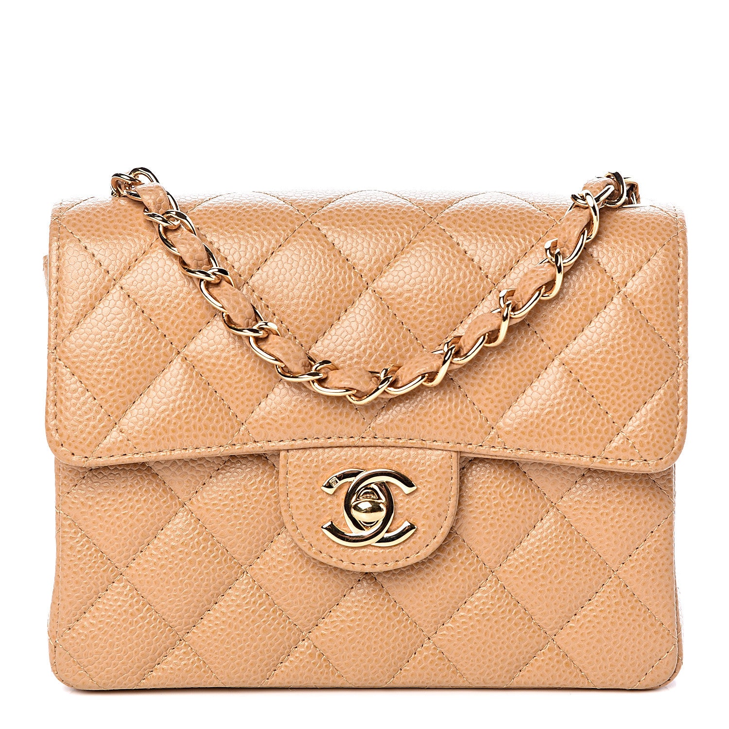 Chanel Caviar Quilted Mini Square Flap Beige 1 of 10