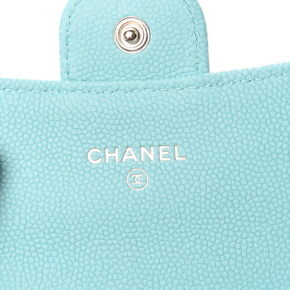 Chanel Caviar Chevron Quilted Card Holder Wallet Green 6 of 9