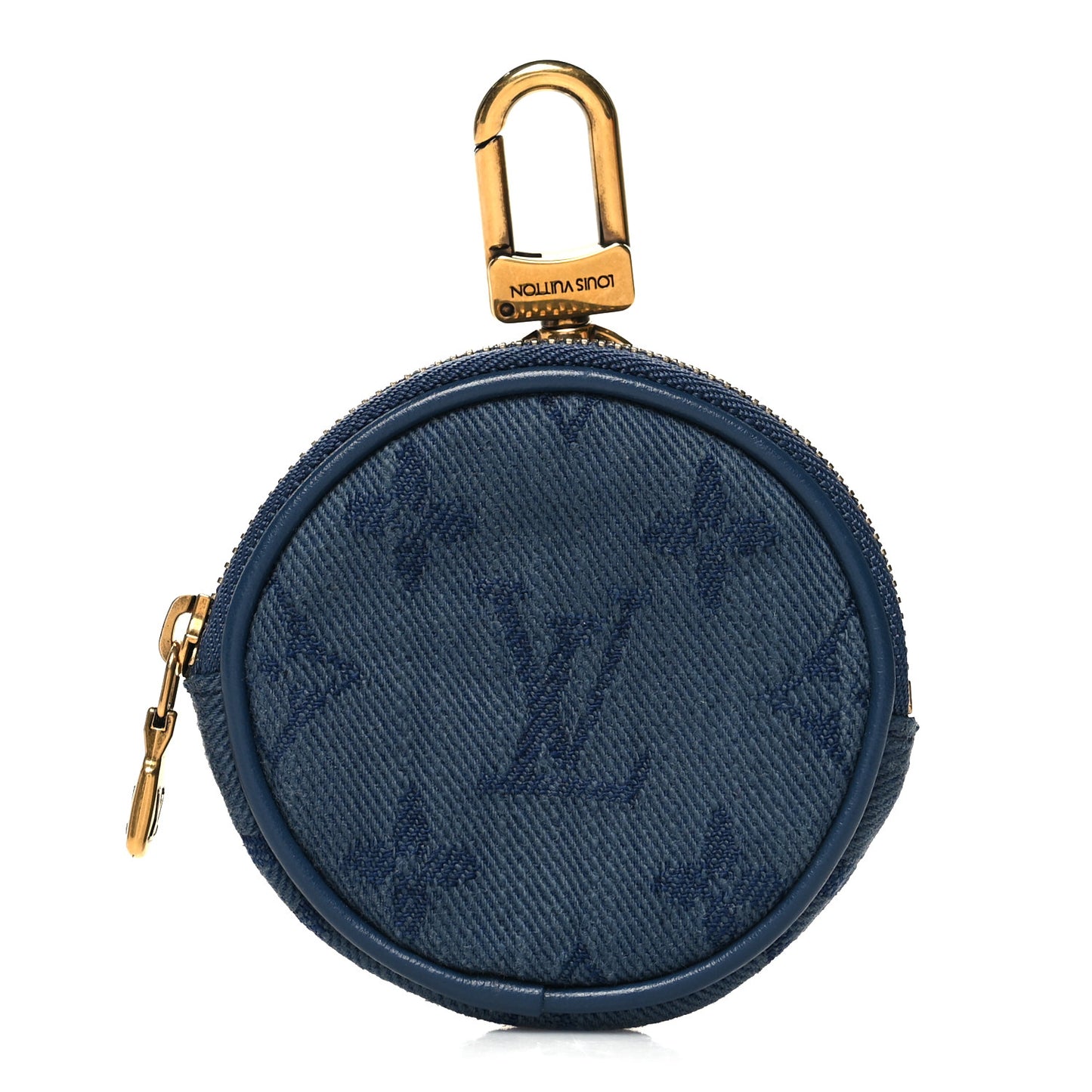 Monogram Denim Round Coin Purse Navy