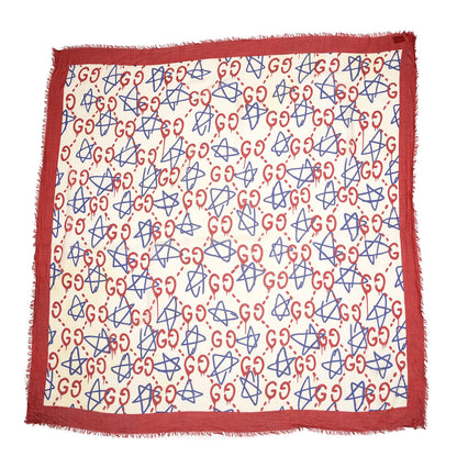 Gucci Modal Silk GucciGhost Print Square Scarf White 1 of 8