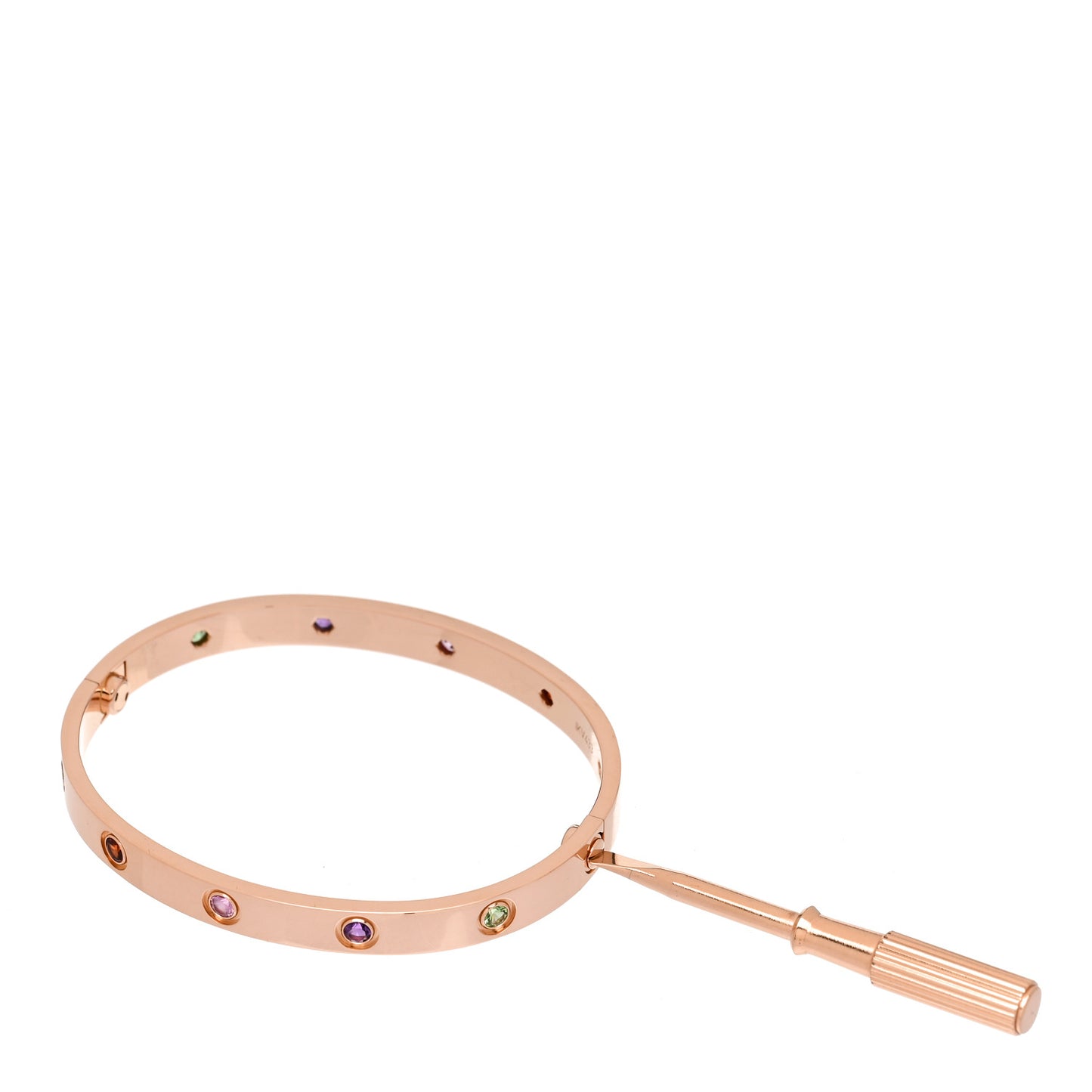 18K Pink Gold Sapphire Garnet Amethyst LOVE Bracelet 17