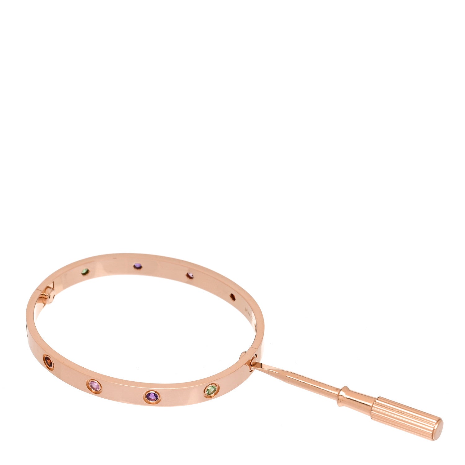 Cartier 18K Pink Gold Sapphire Garnet Amethyst LOVE Bracelet 17 3 of 7