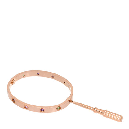 Cartier 18K Pink Gold Sapphire Garnet Amethyst LOVE Bracelet 17 3 of 7