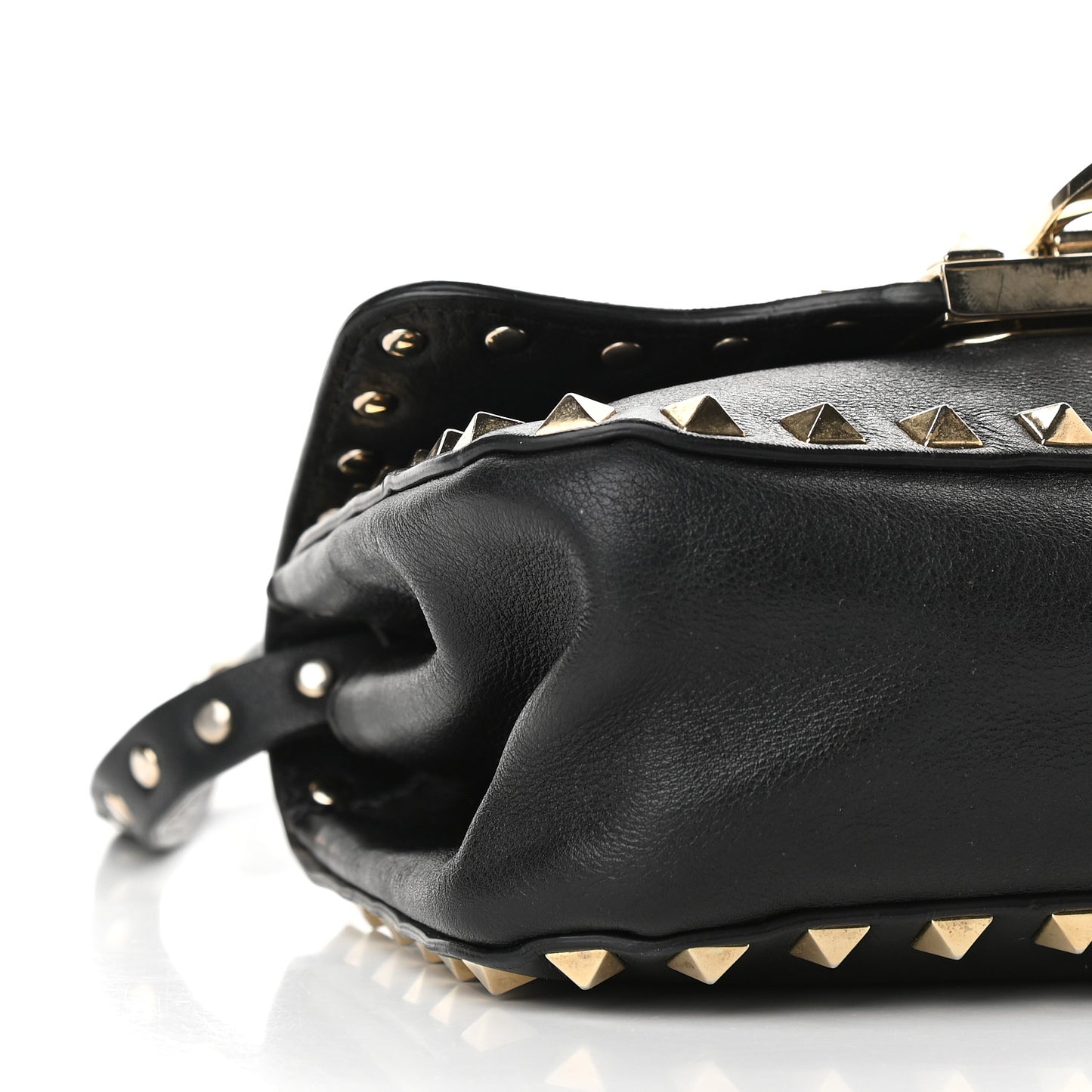 Vitello Mini Rockstud Flap Saddle Crossbody Bag Black