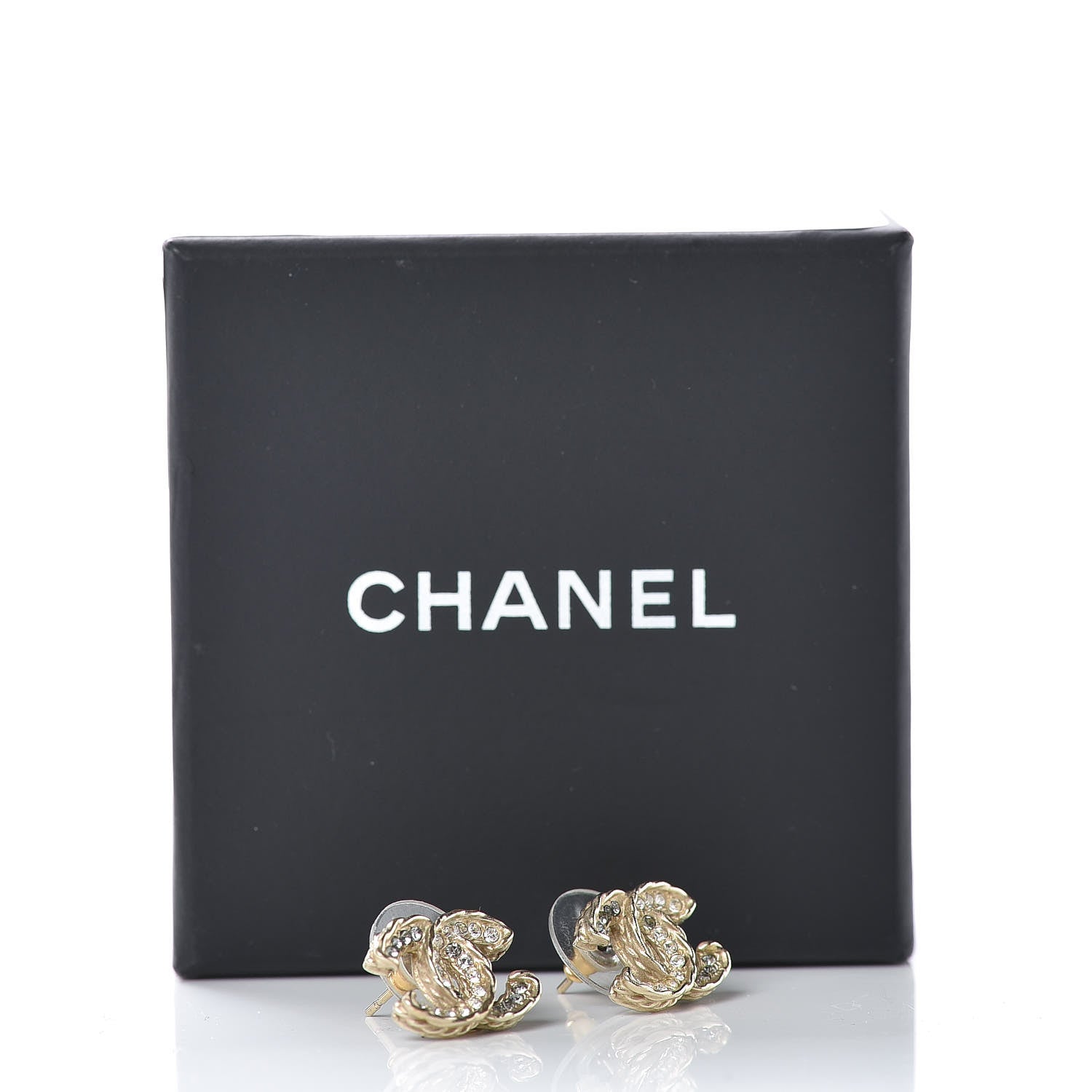 Chanel Crystal Timeless CC Earrings Gold 5 of 5