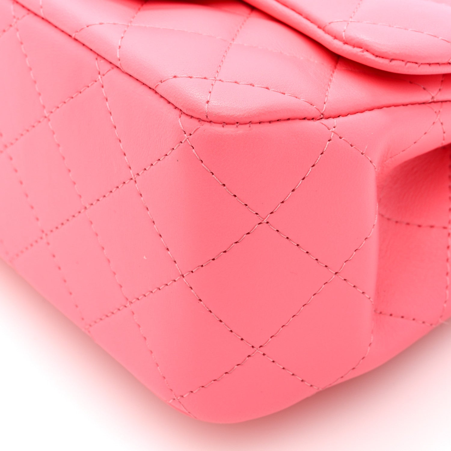 Chanel Lambskin Quilted Mini Square Flap Coral Pink 10 of 10