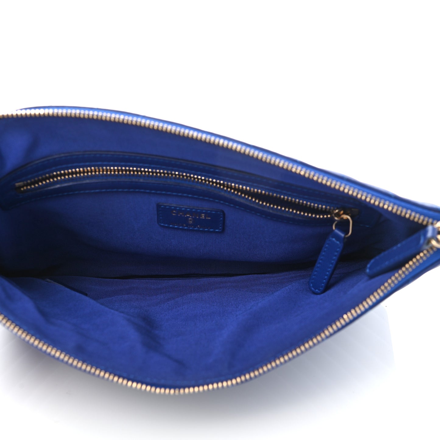 Lambskin Chevron Quilted Medium Cosmetic Case Blue