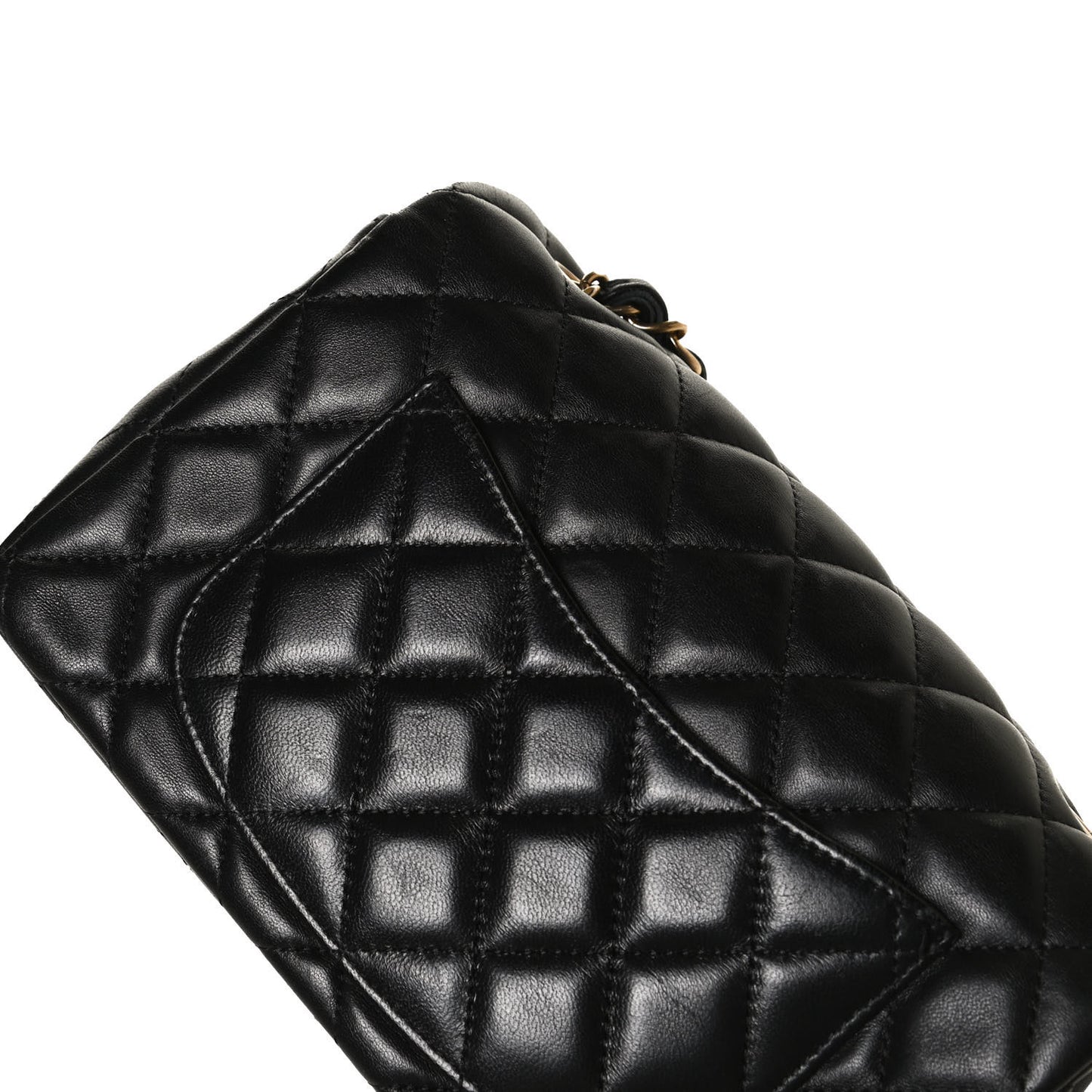 Lambskin Quilted Mini Rectangular Flap Black