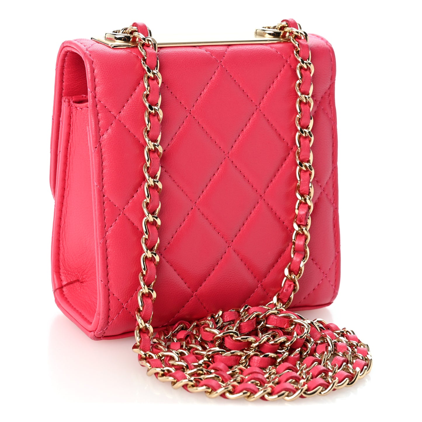 Lambskin Quilted Mini Trendy CC Clutch With Chain Pink