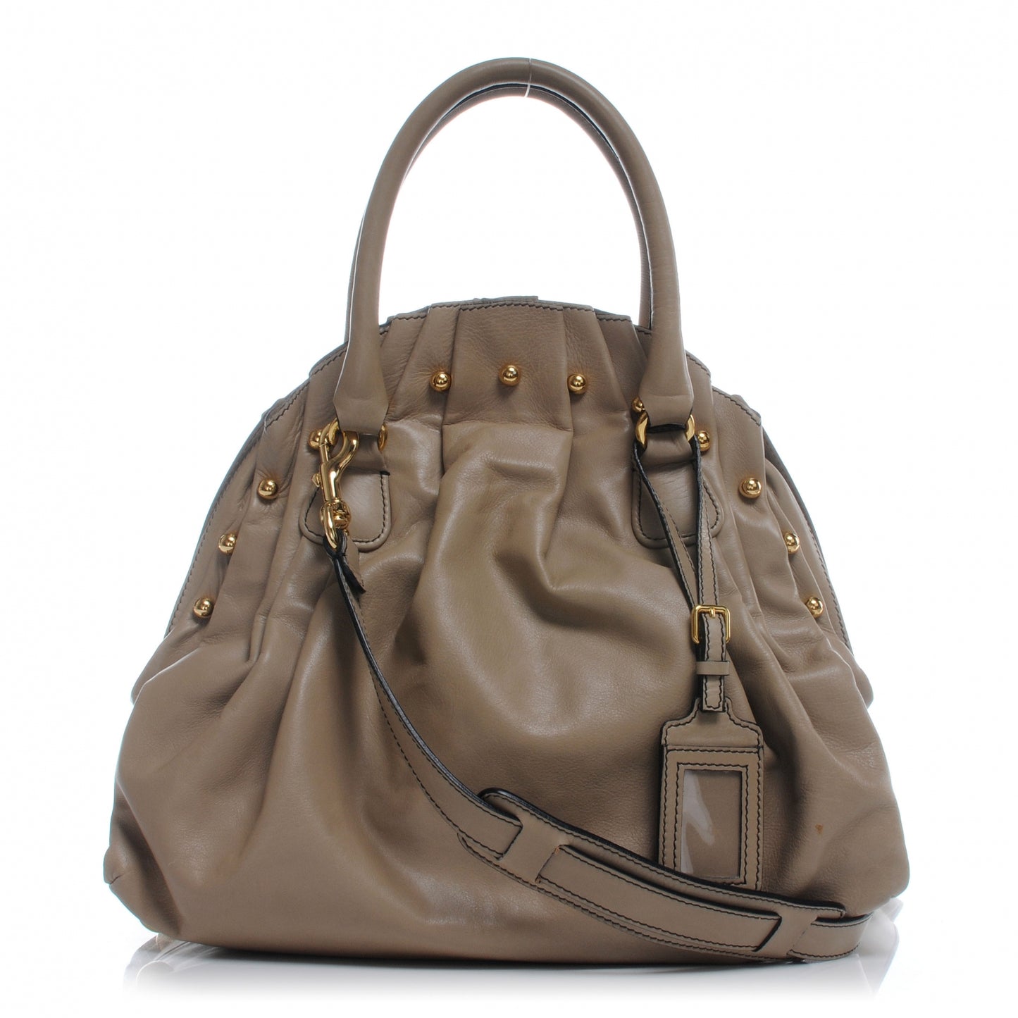 Calfskin Vanite Studded Dome Taupe