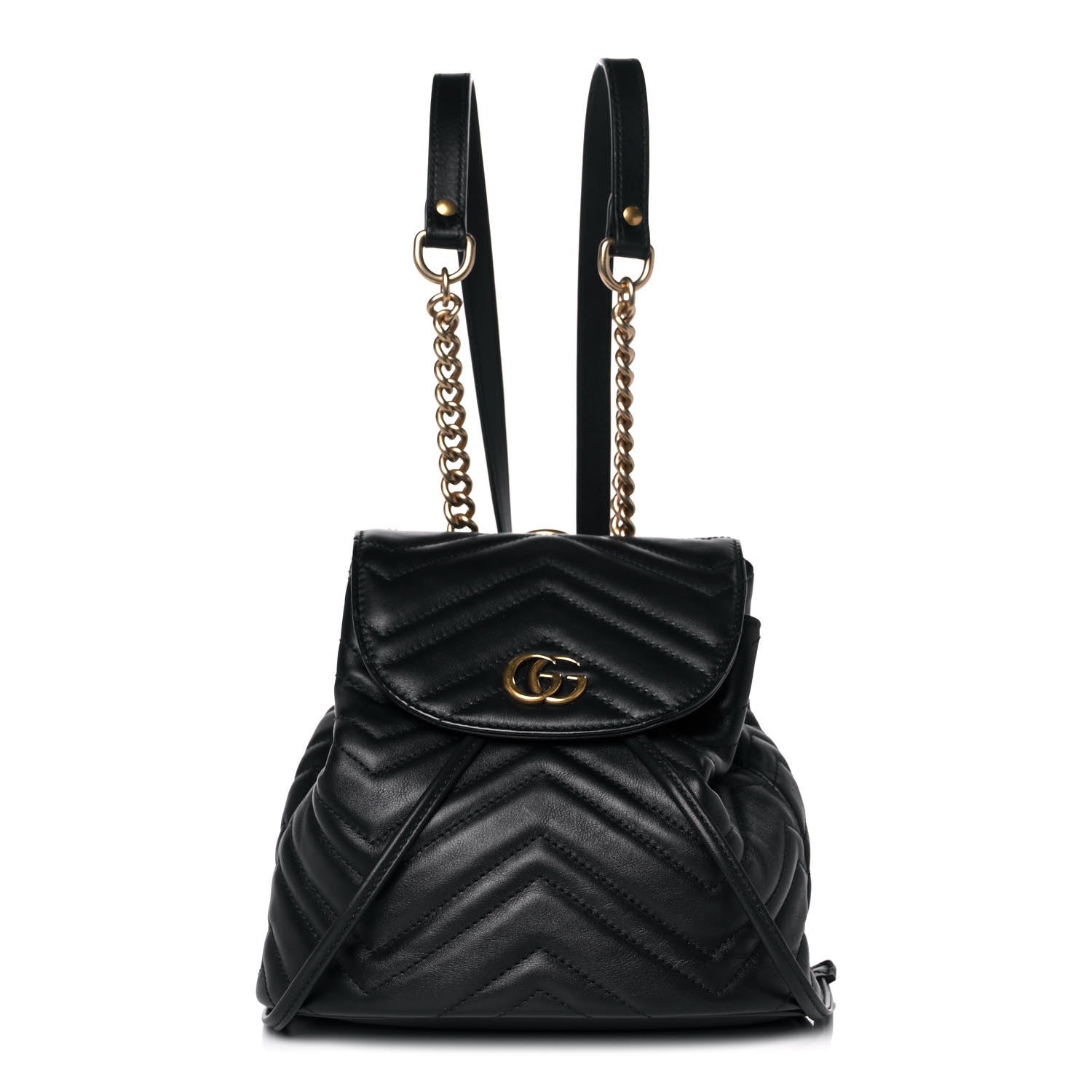 Gucci Calfskin Matelasse GG Marmont Flap Backpack Black 1 of 11