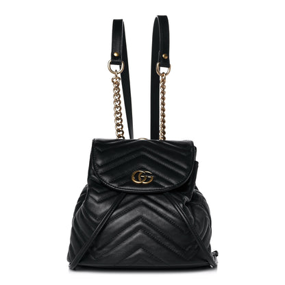 Gucci Calfskin Matelasse GG Marmont Flap Backpack Black 1 of 11