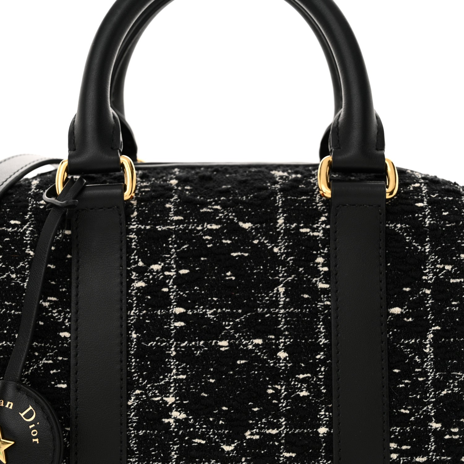 Christian Dior Tweed Cannage Groove 20 Bag Black White 8 of 14