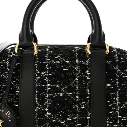 Christian Dior Tweed Cannage Groove 20 Bag Black White 8 of 14