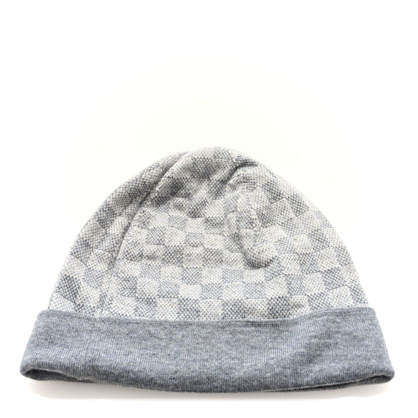 Wool Bonnet Petit Damier Beanie Hat Grey