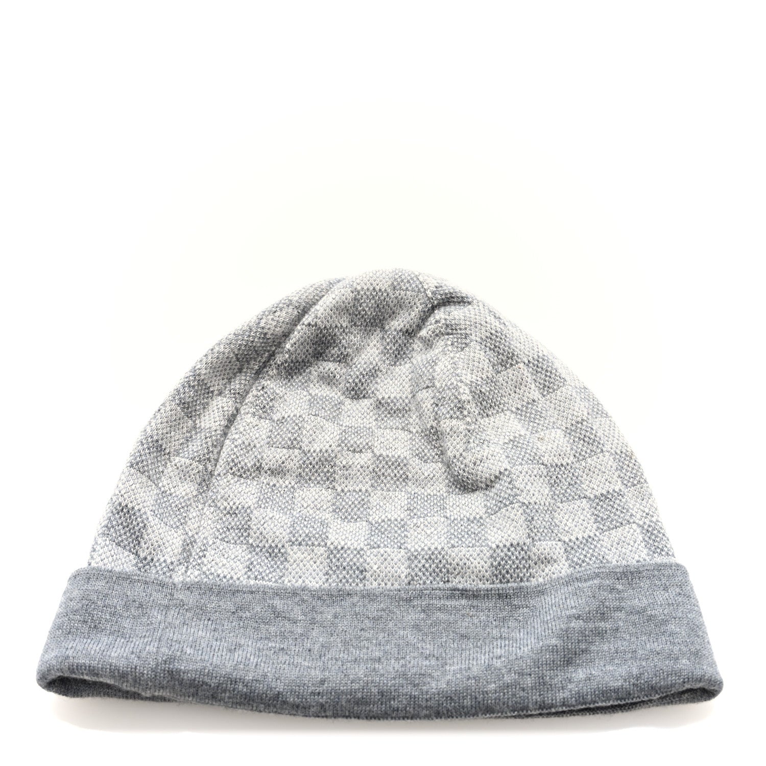Louis Vuitton Wool Bonnet Petit Damier Beanie Hat Grey 2 of 4