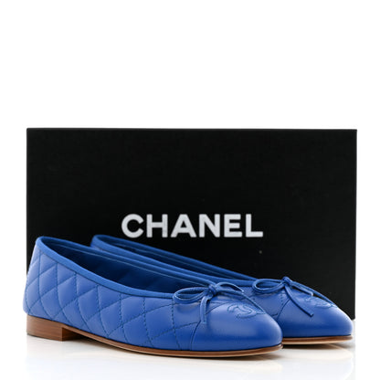 Chanel Caviar Quilted CC Cap Toe Ballerina Flats 36.5 Bright Blue 9 of 9