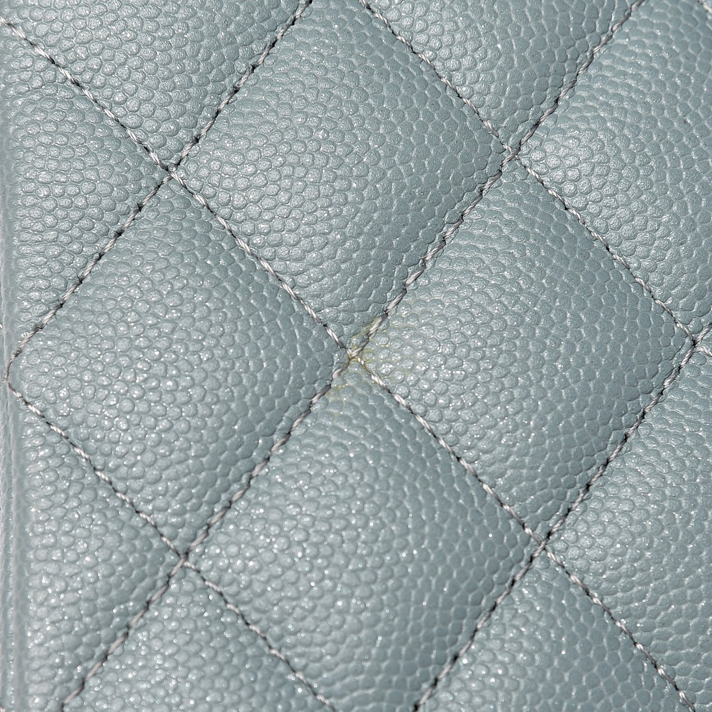 Iridescent Caviar Quilted Medium Double Flap Light Blue