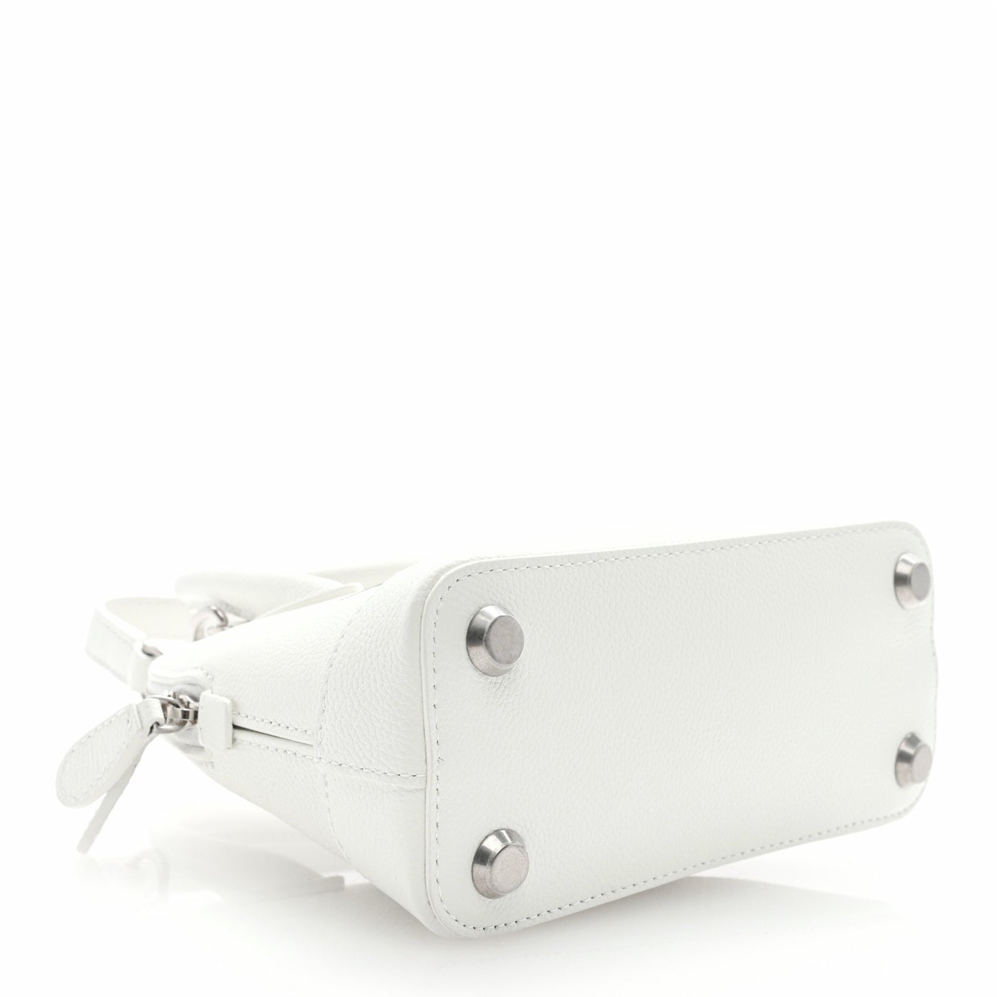 Grained Calfskin XXS Ville Top Handle Bag White Black