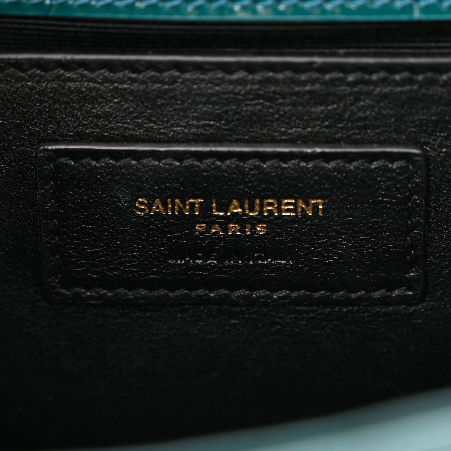 Saint Laurent Calfskin Crocodile Embossed Small Classic Monogram Kate Tassel Satchel Dark Green 6 of 10