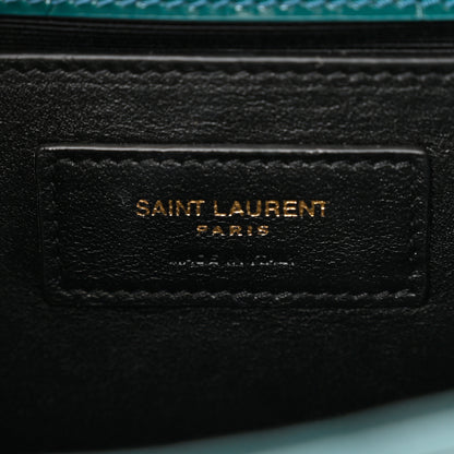 Saint Laurent Calfskin Crocodile Embossed Small Classic Monogram Kate Tassel Satchel Dark Green 6 of 10
