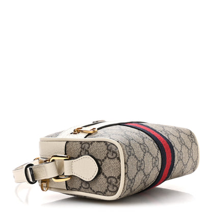 Gucci GG Supreme Monogram Textured Calfskin Web Mini Ophidia Shoulder Bag Beige Ebony Mystic White 4 of 11