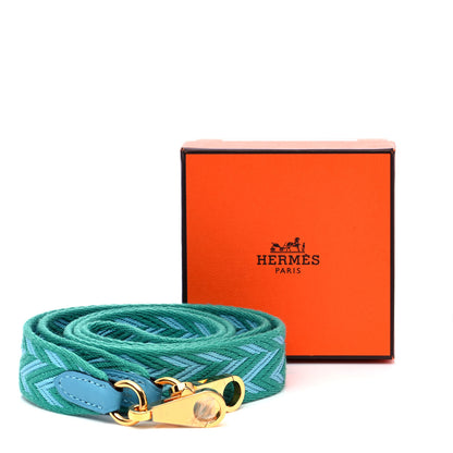 Hermes Toile Swift 25mm Sangle ZigZag Shoulder Strap Bleu Du Nord Vert Veronese 5 of 5