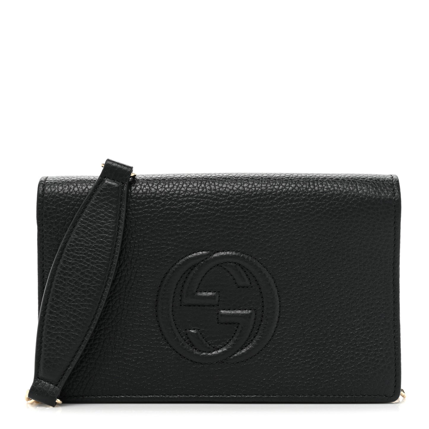 Pebbled Calfskin Soho Wallet On Chain Black