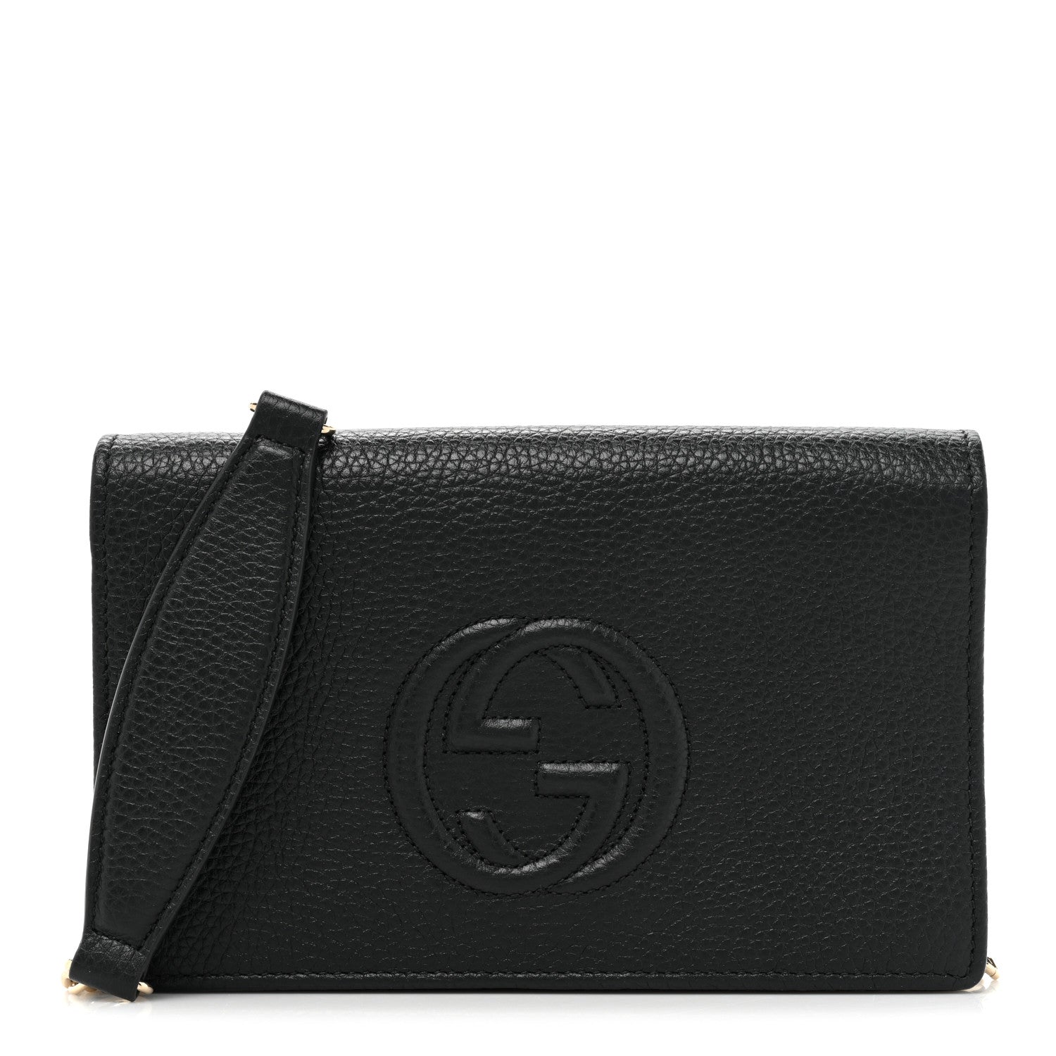 Gucci Pebbled Calfskin Soho Wallet On Chain Black 1 of 10