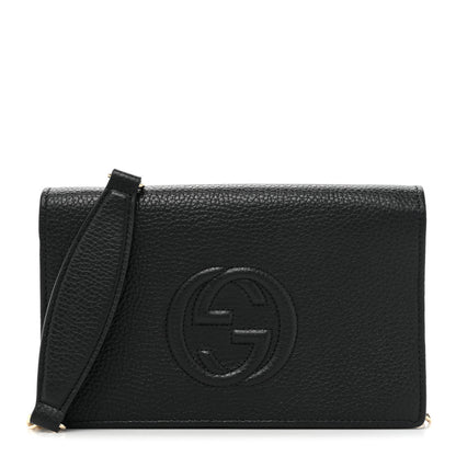 Gucci Pebbled Calfskin Soho Wallet On Chain Black 1 of 10
