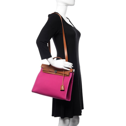 Hermes Vache Hunter Toile Herbag Zip 31 PM Magnolia Fauve 2 of 11