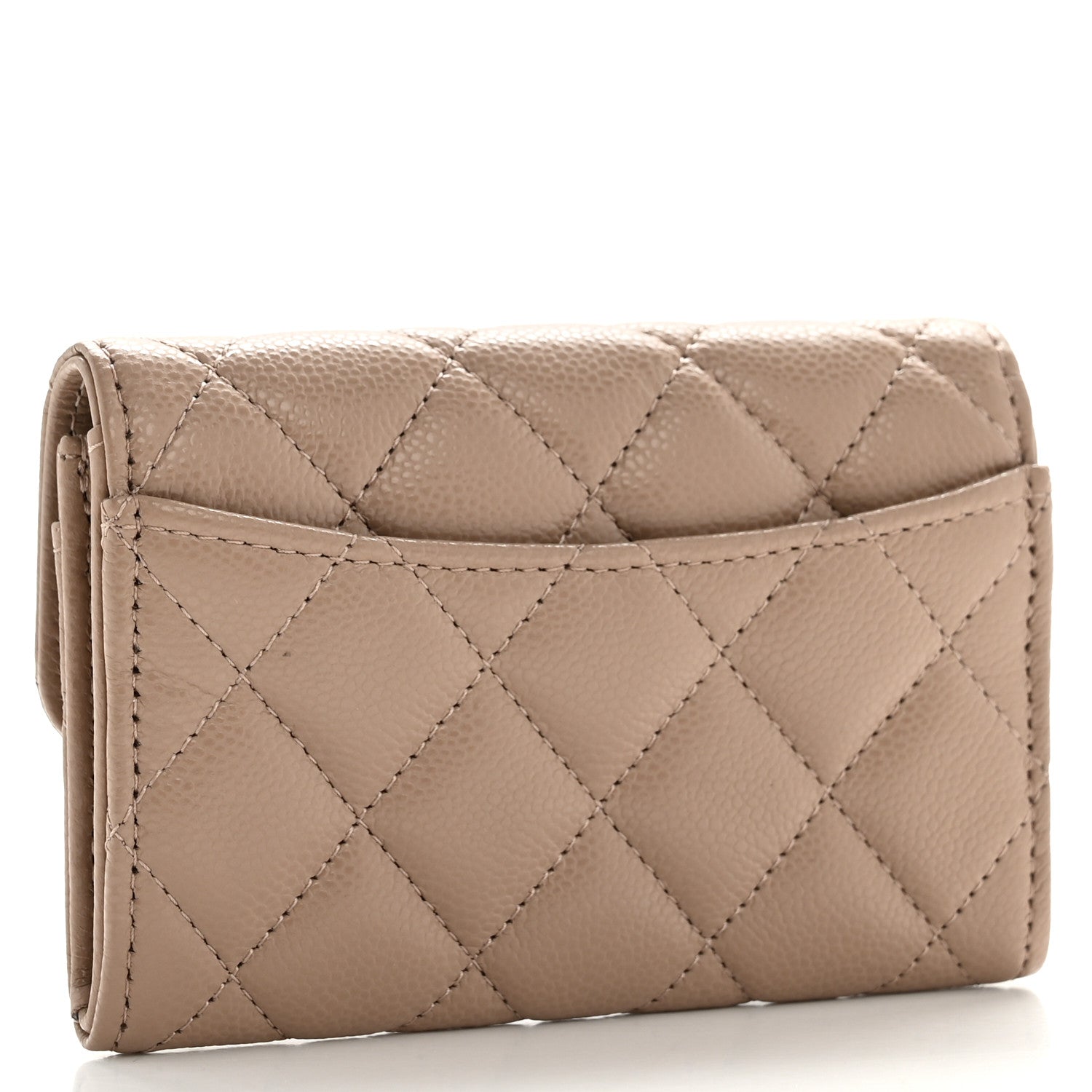 Chanel Caviar Quilted Flap Card Holder Wallet Dark Beige 3 of 9