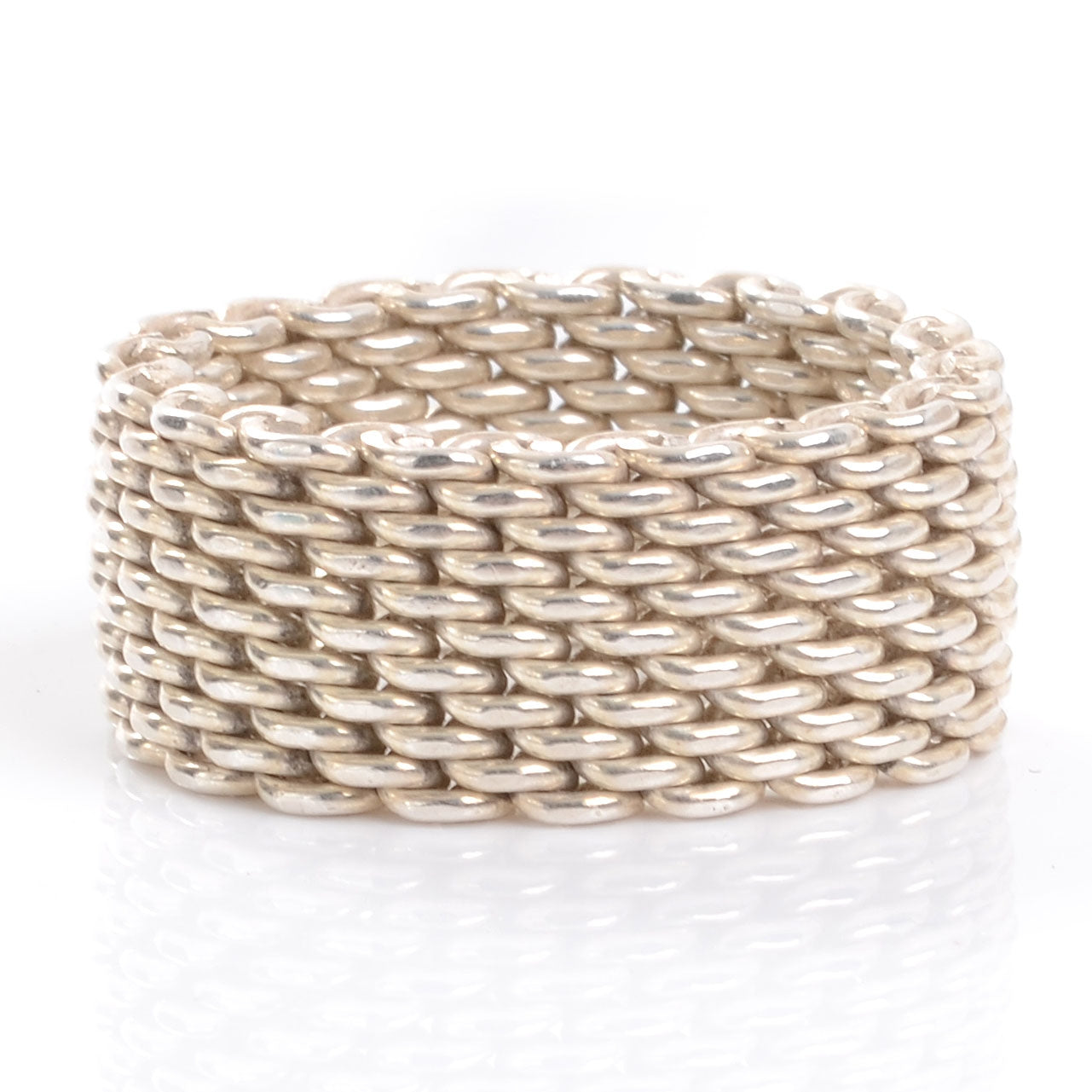 Tiffany Sterling Silver Wide Mesh Somerset Ring 7 3 of 5