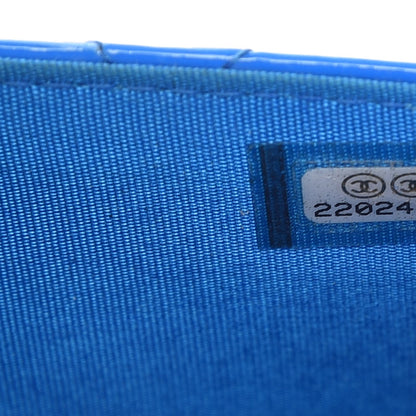 Chanel Patent Calfskin Quilted Boy Wallet On Chain WOC Blue 8 of 17