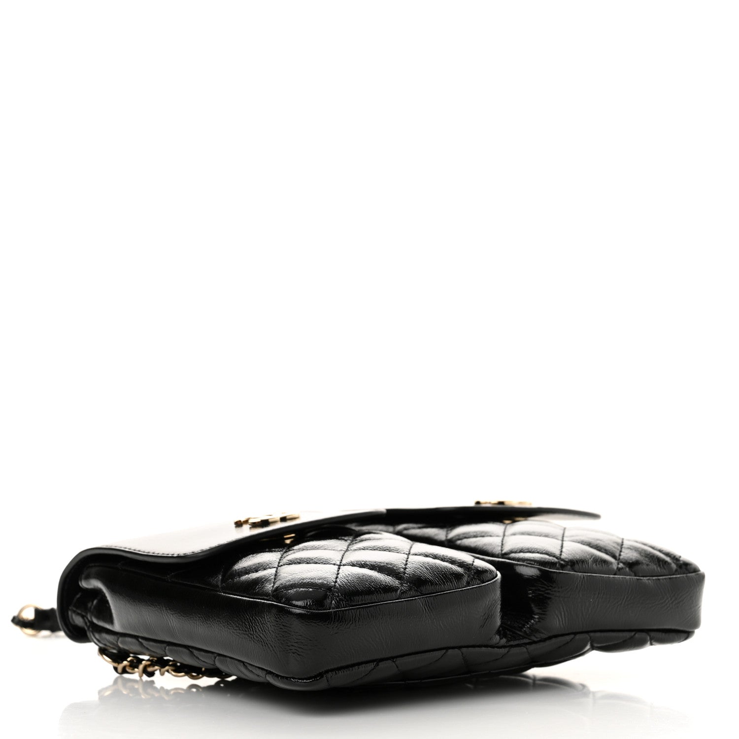 Chanel Glazed Calfskin Quilted Double Pocket Crossbody Flap Black 4 of 11