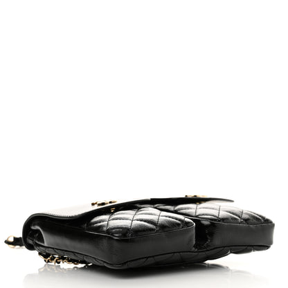 Chanel Glazed Calfskin Quilted Double Pocket Crossbody Flap Black 4 of 11